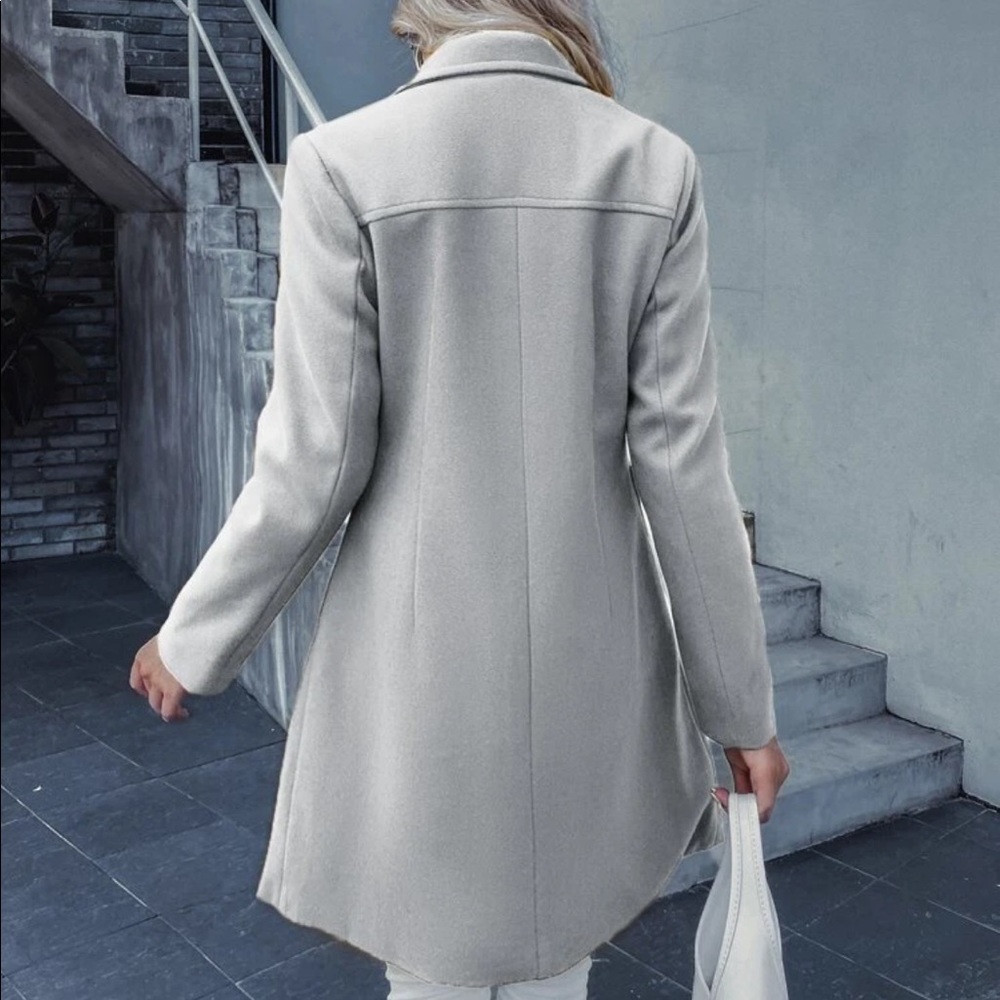 Gray double breasted pea coat jacket fall - Picture 2 of 6